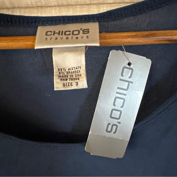 NWT Chico’s travelers Size 3 Short Sleeve Top Blue - Picture 2 of 4